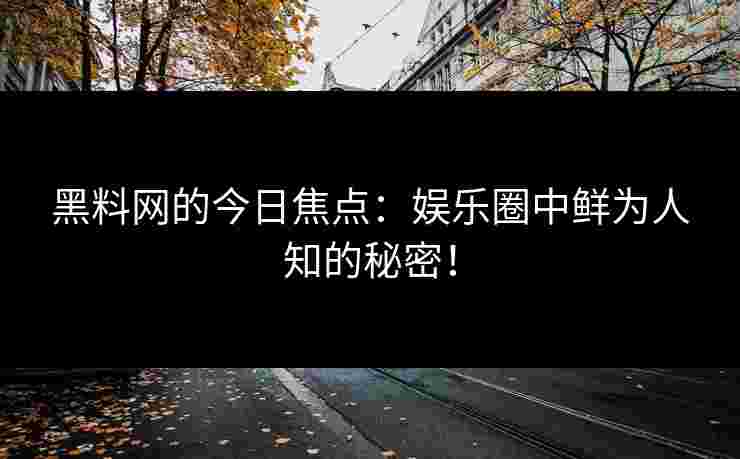 黑料网的今日焦点：娱乐圈中鲜为人知的秘密！